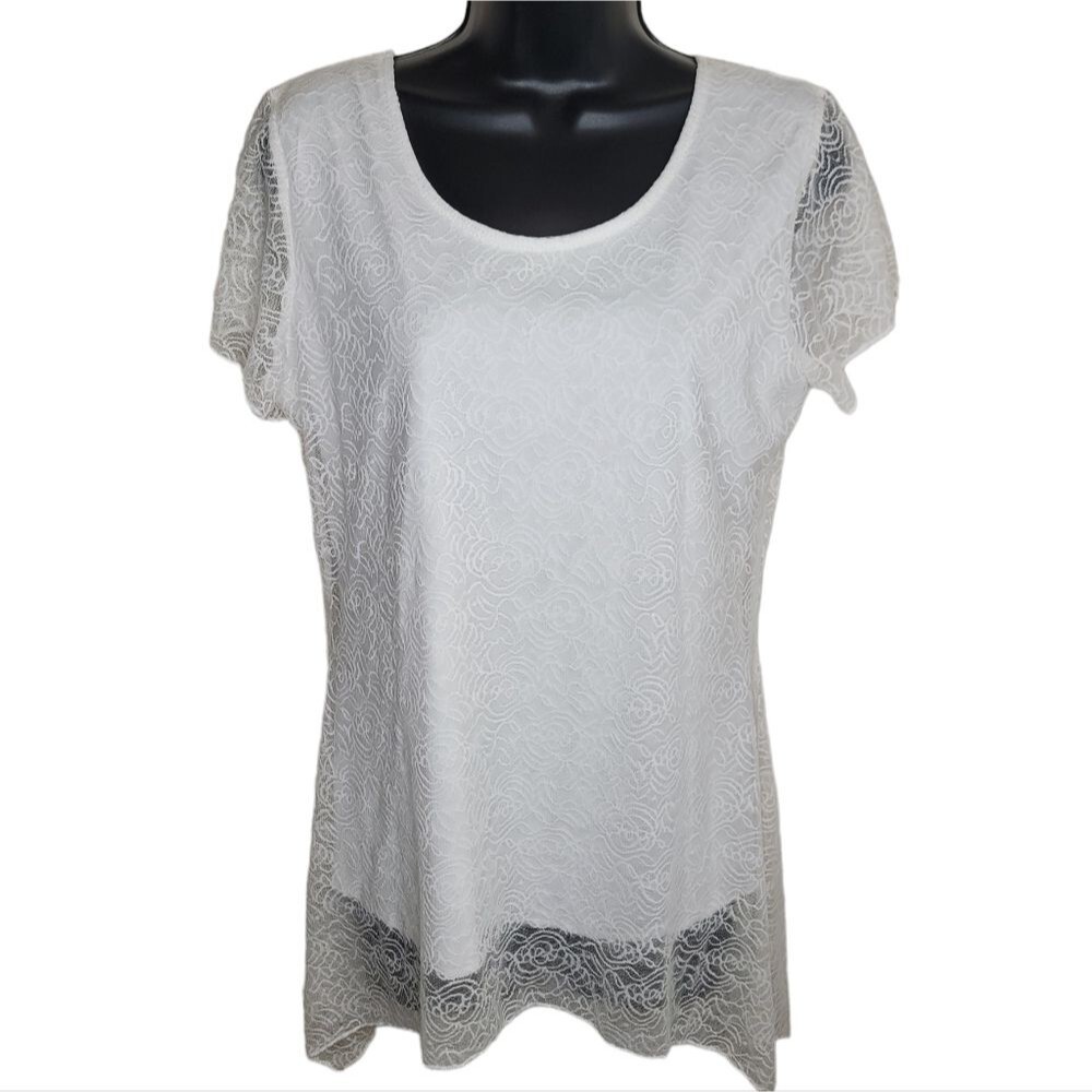 Shannon Ford floral lace blouse top size Medium
